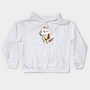 Watercolor Portrait - Wolf Profile Kids Hoodie